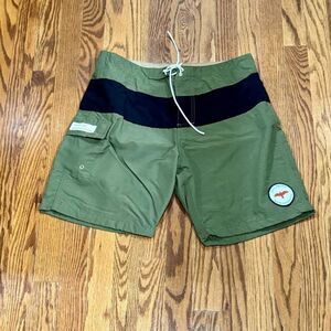 Apolis Standard Issue Swim Trunks. Dark Olive/Black. Size 32.